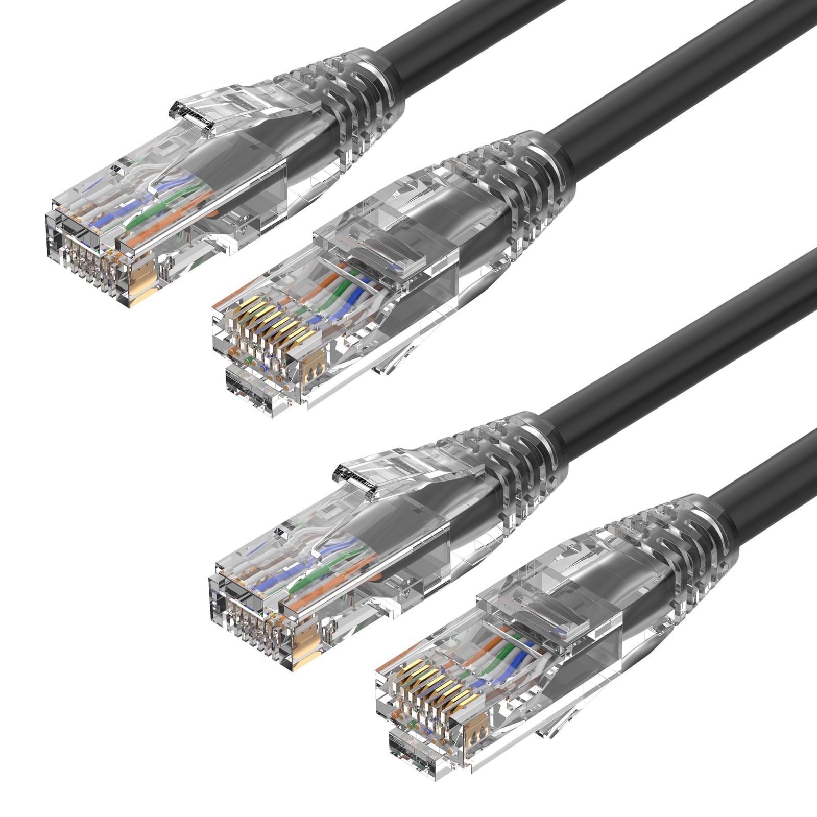 5FT Cat6 Ethernet Cables 2 Pack - Solid Pure Copper High-Speed Patch Cords