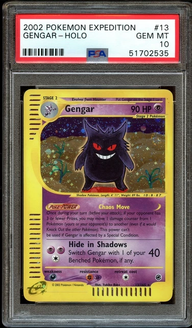PSA 10 GEM MINT Gengar 13/165 HOLO SWIRL Expedition Base Set Pokemon Card