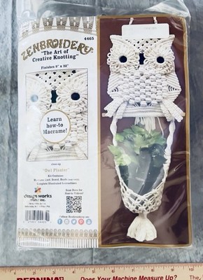 Design Works Zenbroidery Macrame Owl Planter Kit 4465 Cord Beads Dowel NEW