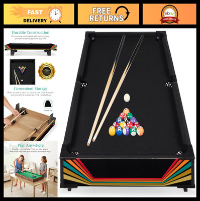 Tabletop Billiard Pool Table for Living Room & Game Room w/ 2 Cues, Balls, Stora
