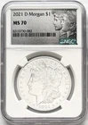2021 D SILVER MORGAN DOLLAR DENVER MINT MARK NGC MS70 PEACE/MORGAN LABEL