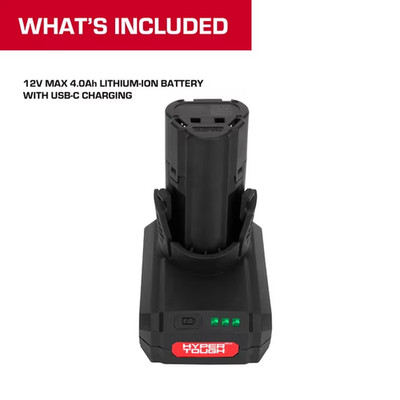 Hyper Tough 12V Lithium-Ion 4.0Ah Rechargeable Battery