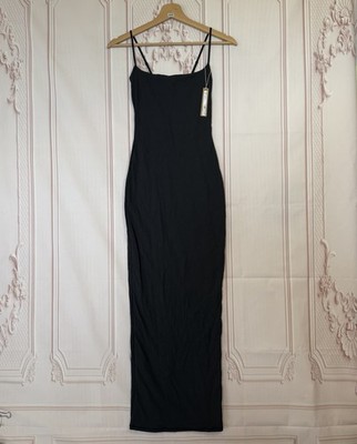 Skims Fits Everybody Cami Long Slip Dress Onyx Black Size XS NWT | eBay