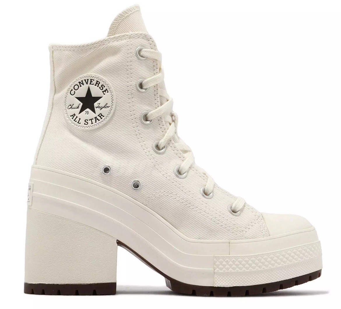 CONVERSE Chuck 70 De Luxe Heel Womens White Canvas Lace Up Shoes Size 8 New in Box