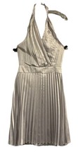 Windsor Women Silver Cocktail Dress Sleeveless Halter 3/4 Has Been Dry Cleaned