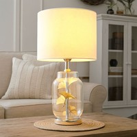 Tischlampe Tischleuchte Leselampe Schlafzimmerlampe Glas BläTter Textil H 38 Cm