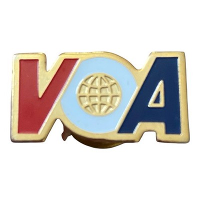 Vintage VOA Voice of America Red White Blue Enamel Lapel Pin PinBack D857