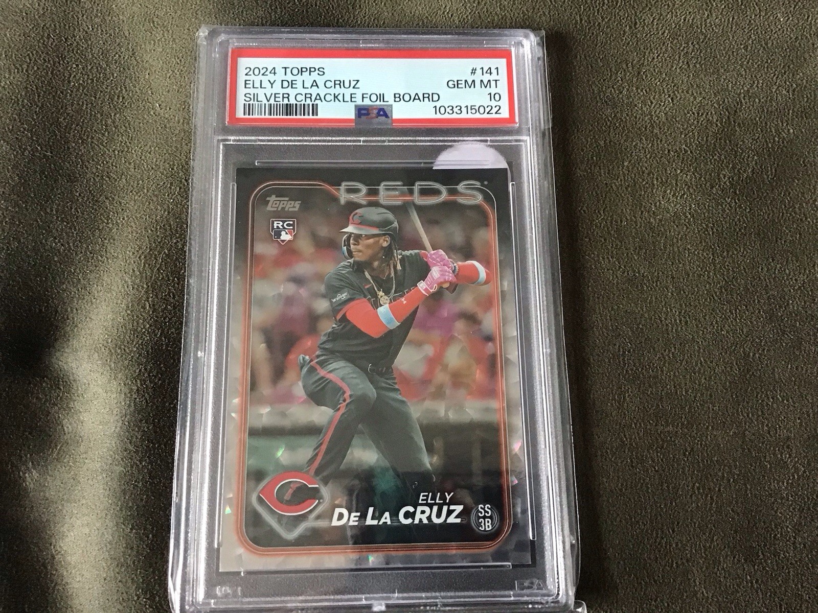 2024 Topps Series 1 - Elly De La Cruz #141 Silver Crackle Foil (RC) PSA 10