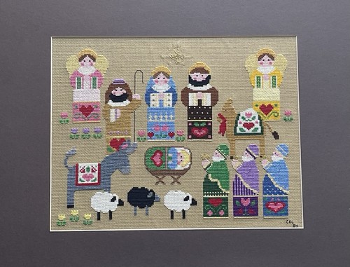 Finished Christmas Cross Stitch 16” x 20” FOLK ART NATIVITY By Astor Place - Picture 11 of 11