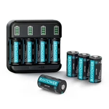 CR123A Rechargeable Batteries 3.2V 8 Pack Includes Charger, 3.2V RCR123A