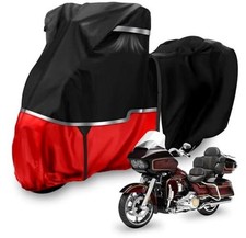 420D Waterproof Motorcycle Cover with Side Touring Limited with Trunk Black Red