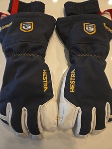 Hestra Army Leather GORE-TEX 5-Finger Gloves Used Size 9 Black Skiing 
