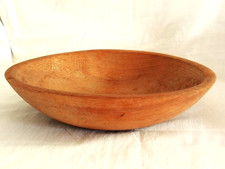 VTG 11" ANTIQUE RUSTIC PRIMITIVE OUT OF ROUND WOODEN DOUGH BOWL FARMHOUSE
