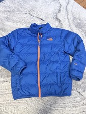 The North Face 550 Down Puffer Jacket Boys sz Large 14/16 Blue Full Zip