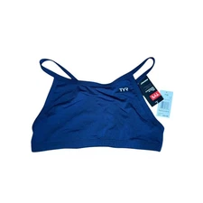 TYR Durafast One Navy Blue Kids XL 14 16 Bikini Swim Top ONLY BDRF7A UPF 50+