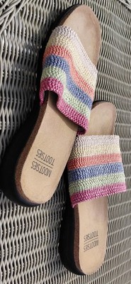 Mootsies Tootsies Moemiliak Slides Sandals Womens Size 8M Rainbow Weave Slip On
