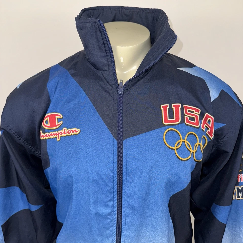 Jaqueta vintage campeã equipe olímpica EUA quebra-vento 1996 Atlanta pista grande - Imagem 3 de 4
