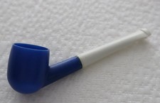 Vintage Bubble Blower Pipe Toy Plastic Blue/White