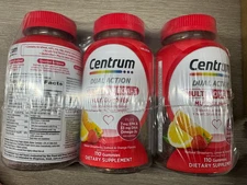 3 Centrum Multigummies Multi+ Omega 3 Dual Action Strawberry/Lemon/Orange 110 Ct