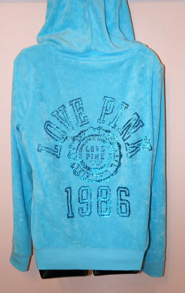 NUEVA SUDADERA CON CAPUCHA VICTORIA'S SECRET LOVE TELA DE FELPA ROSA Suéter Camisa Perro ESTRÁS Foto 2 de 4