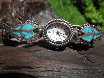 Vintage Southwest Sterling Silver Turquoise Butterfly Mother  display picture 2