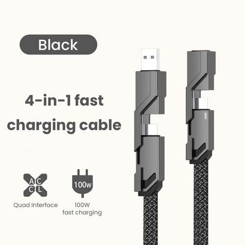 4 in1 100W USB Braided Fast Charging Charger Cable For iPhone Type-C Accessories - Picture 12 of 13