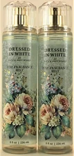 QTY 2 - Bath & Body Works DRESSED IN WHITE Fine Fragrance Body Mist Spray 8Oz