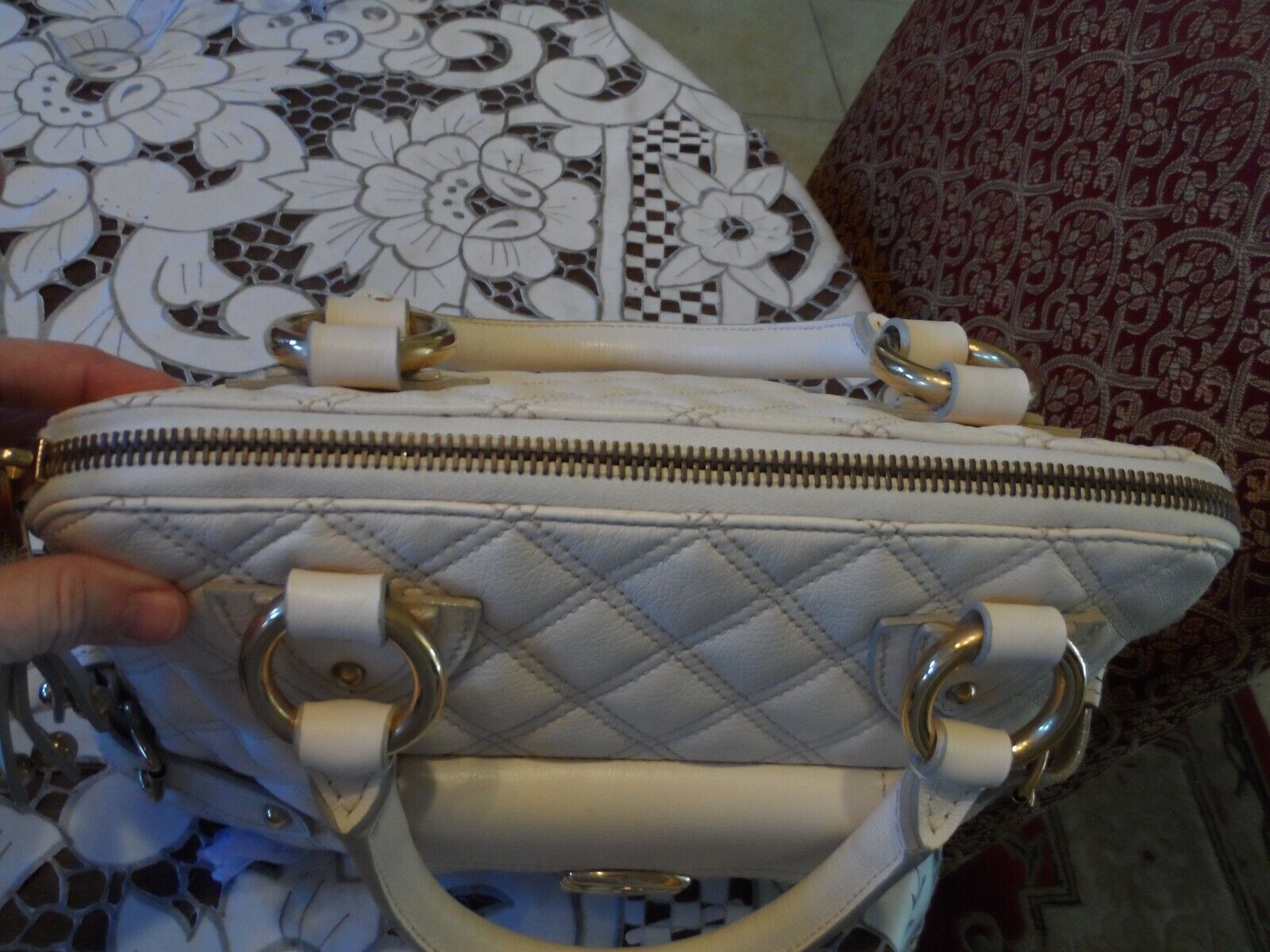 Marc Jacobs Ivory Cream Leather Quilted Handbag - image 13