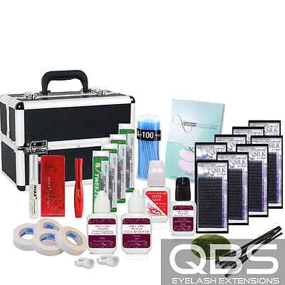 QBS Eyelash Extension Kit Professional Mink Lash Glue Primer Remover Tools Case