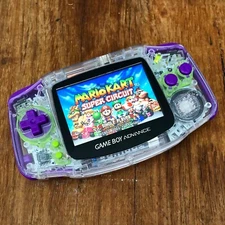 Nintendo Gameboy Advance GBA Mirror Clear Purple Handheld Console BACKLIT IPS V2