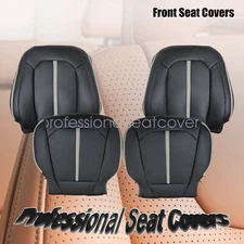 For 2017-2022 Ford F250 F350 Platinum Front Perforated Leather Seat Cover Black