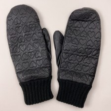 H M Black Mitten With Heart Shape Stitching