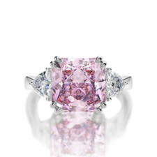 Radiant Cut Pink Cubic Zirconia Ring. 925 Sterling Silver. Sizes: 6, 7, 8
