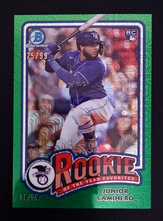 2024 Bowman -Chrome Rookie of the Year Favorites Green Mojo /99 Junior Caminero