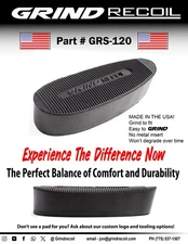 Grind to fit recoil pad, No metal insert, Black, Made in the USA! GRS-120