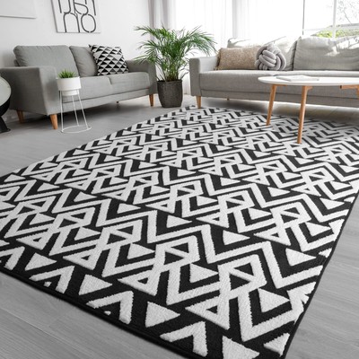 Ompaa Ultra Soft Geometric Bedroom Rugs Memory Foam Carpet, Black 7 x 10 Feet...