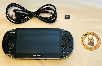 Sony PS Vita PSV Crystal Black PCH-1000 Console &  Charger & 8G Memory Used JPN
