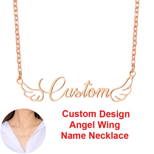 Angel Wing Personalized Name Necklace 