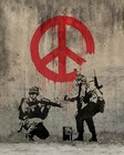 Banksy, Soldiers Painting Peace, Graffiti Art, Giclee Canvas Print, 10.75