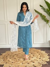 Fully Readymade Kurti Pant Set Women Designer Kurta Dupatta Set Gift For Her