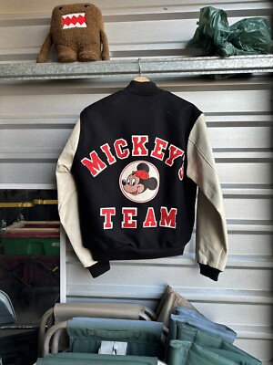 Vintage Rare Disney Chalk Line Mickey Varsity Wool Jacket Size M