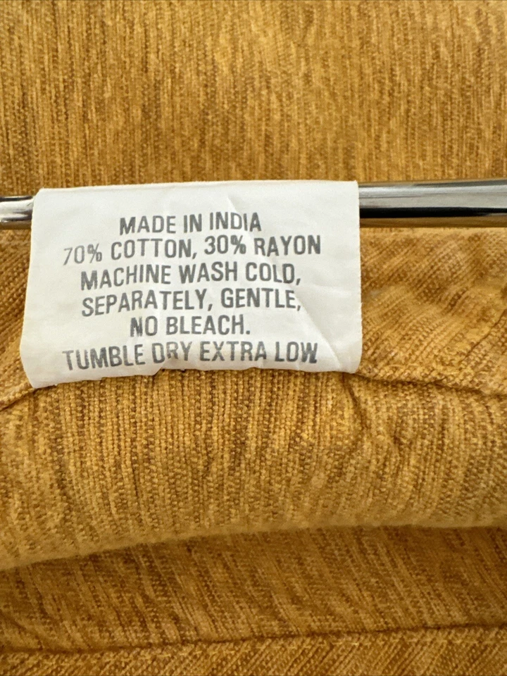 Crate & Barrel Linden Round Gold Yellow Fall Tablecloth Cotton Blend 70" 482-927 - Image 4 of 4