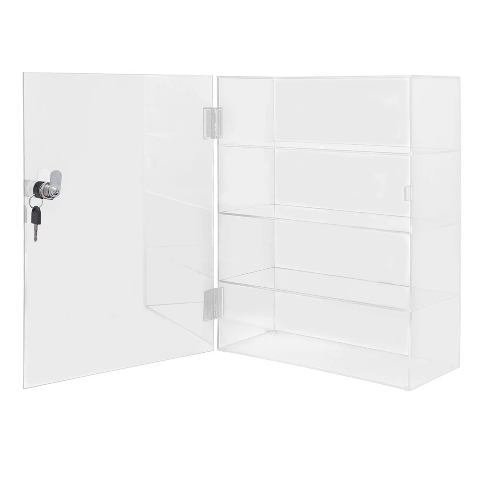 Clear Acrylic Display Case Countertop Cabinet Box 4 Shelves Showcase with Lock - Image 4 of 4