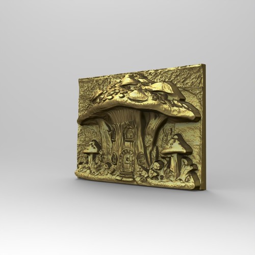 Fairy Mushroom House STL File for CNC Router 3D Printer Laser Machine Sculpture - Picture 5 of 6