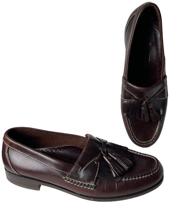 J Murphy Brown Leather Tassel Loafers Mens Size 10 Driving Shoes Classic Preppy Johnston & Murphy Loafers Mens Size 10 Aristocraft Tassel  main image 4