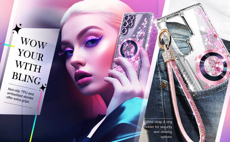 Funda MagSafe ULTRA Líquido Brillo MagSafe Para Samsung Galaxy S22/S22+ Plus/S22 Landyard Foto 4 de 4