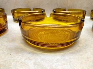 Vtg 70's Nugget Casino Carson City, Sundowner Reno NV, 3.5" Amber Glass Ashtrays