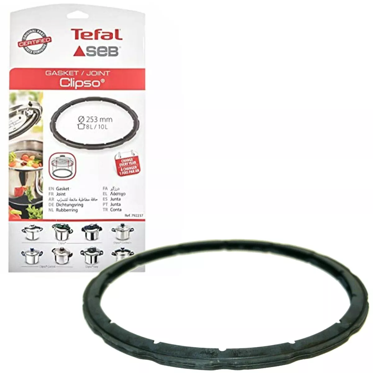 Tefal 8L 10L Clipso Pression Cuisinière 253mm Joint Caoutchouc