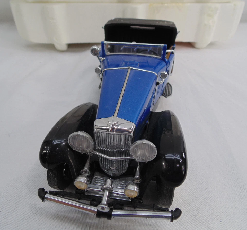 Coche diecast Franklin Mint 1933 Duesenberg J Victoria azul escala 1/24 Foto 3 de 4