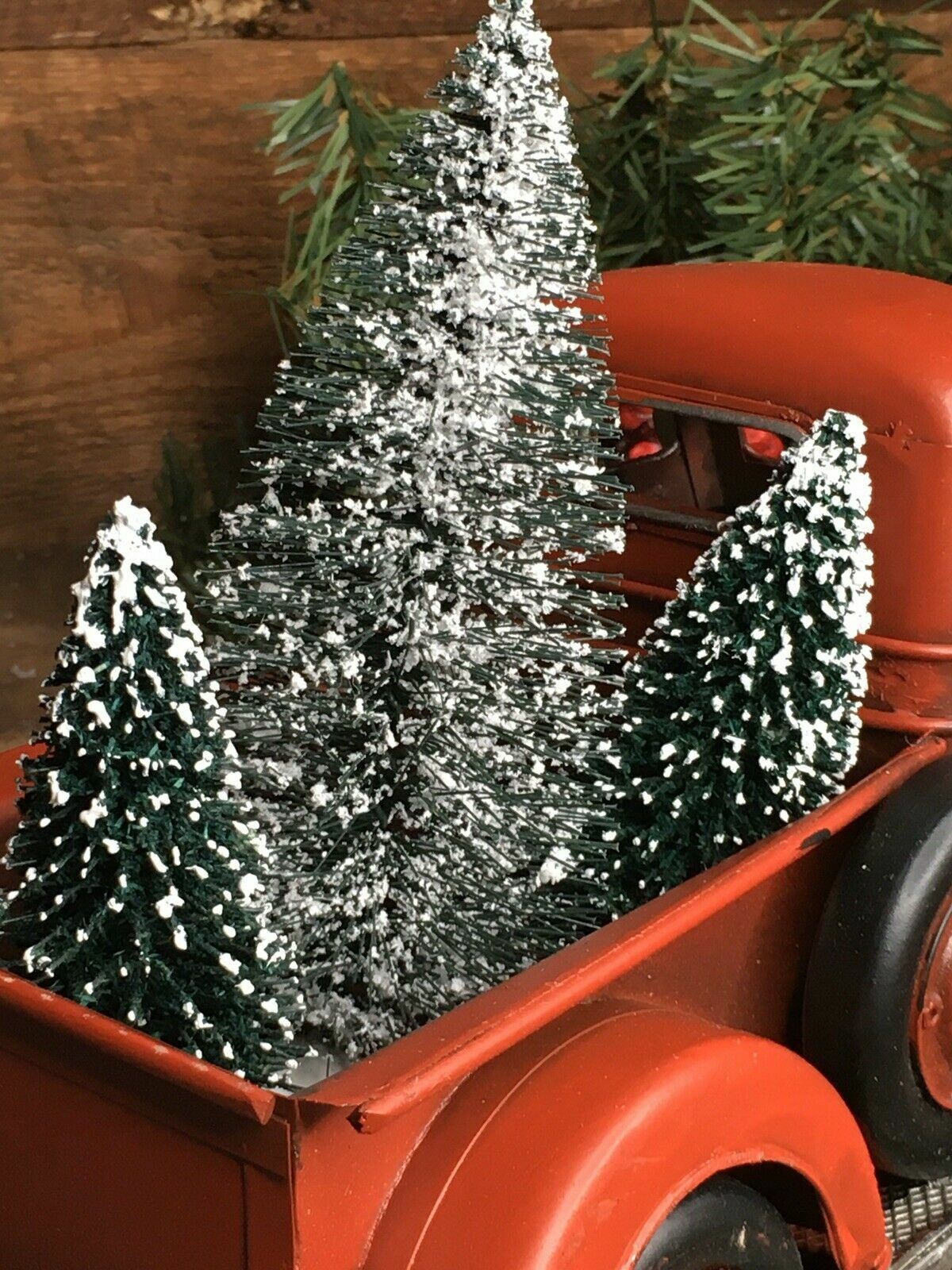 Red Metal Vintage Pick Up Truck Christmas Trees Tree Farm Killington